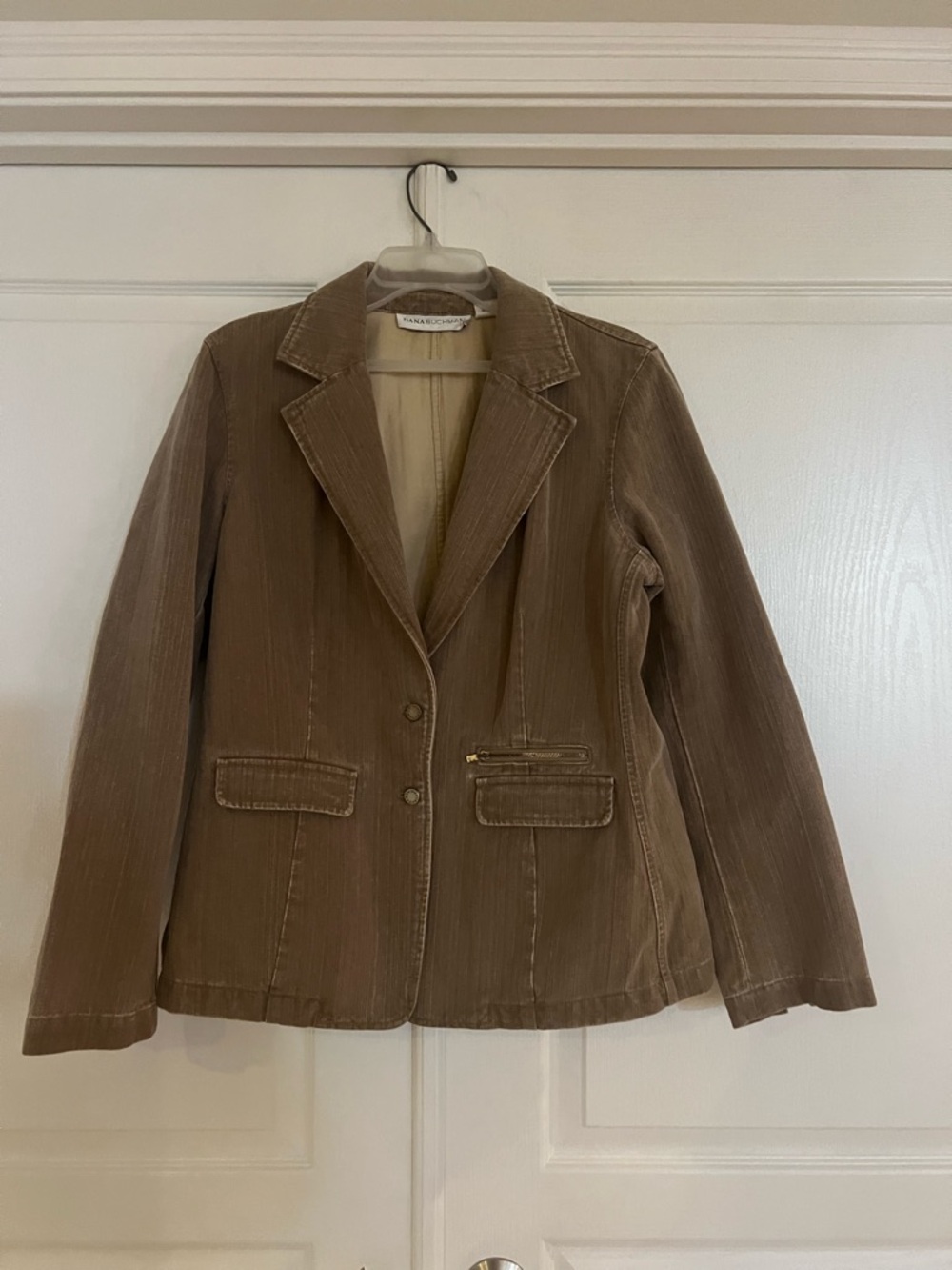 Dana Buchman Brown Denim Textured Blazer Jacket